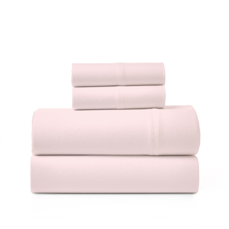BED INC Road Trip America Jersey Knit Sheet Set - 4 Pieces Queen Cotton Sheets Set - Soft Cozy Stretchy Knit Bed Linen (Blush, Queen) - Image 1